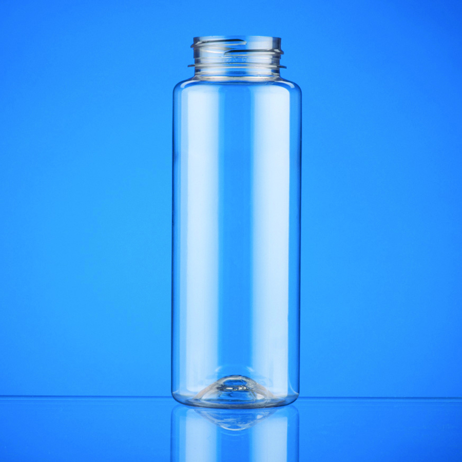 clear plastic cylinder bottle with round shoulder
