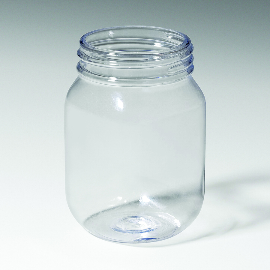 clear plastic round mason jar with wide opening
