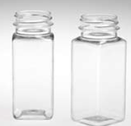 2 clear plastic square shaped jars with wide openings